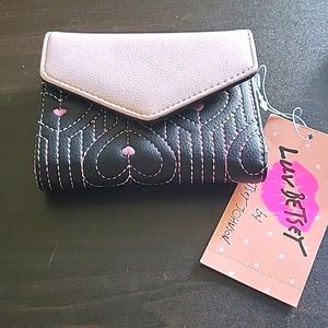 Brand new LBCASH black/pink wallet by Betsey Johnson.